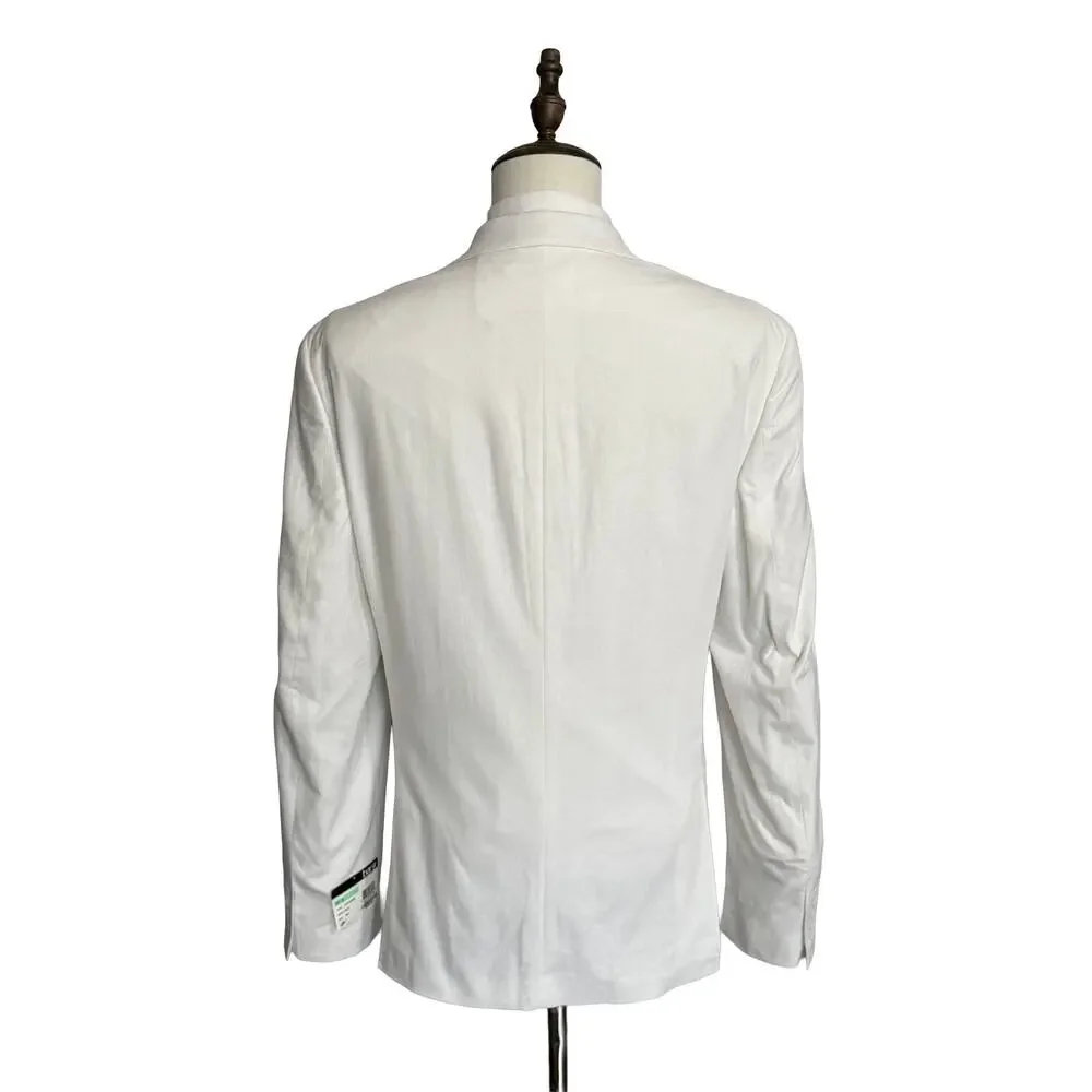 Bar III Men's 46 Long Suit Jacket Slim Fit Linen Cotton Blend White NEW